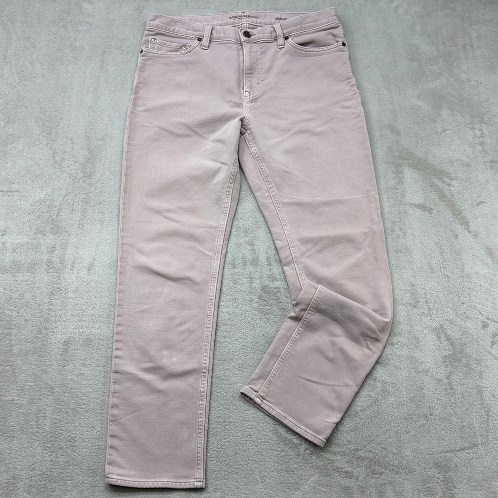Banana Republic Slim Traveler Pants Mens 32x30 Vintage Rose Pink Stretch Cotton